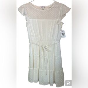 Xtraordrinary Dress Ivory Tiered Ruffle Skirt Cottagecore  Flutter Sleeve Sz M